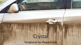  Presentation with car design - Presentation theme featuring car side element of design background and a coral colored foreground