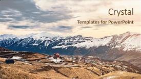  Presentation with beautiful houses - PPT theme enhanced with car slope - beautiful mountains landscape in georgia background and a  colored foreground