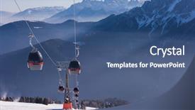  Presentation with lift - Beautiful slides featuring car slope - modern gondola lift at ski backdrop and a ocean colored foreground