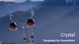  Presentation with lift - Audience pleasing presentation theme consisting of car slope - modern gondola lift at ski backdrop and a ocean colored foreground
