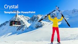  Presentation with dens in dent - PPT theme enhanced with car slope - skiing with amazing view background and a cobalt blue colored foreground