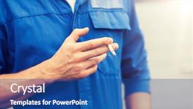  Presentation with auto repair - Presentation theme enhanced with car smoke - service repair maintenance and people background and a ocean colored foreground