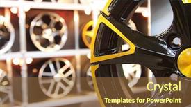  Presentation with bright - Beautiful PPT theme featuring car spare parts - bright colour disk backdrop and a  colored foreground