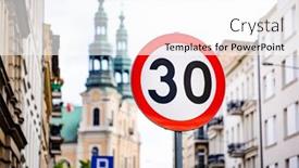  Presentation with old car - Slides featuring car-speed-limit-sign background and a white colored foreground