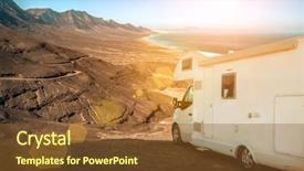  Presentation with caravan - Presentation design consisting of car stay on the beautifull background and a tawny brown colored foreground