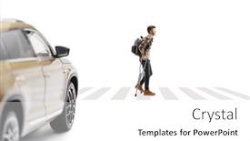  Presentation with pedestrian crossing - Slide deck featuring car-stopping-at-a-pedestrian background and a white colored foreground