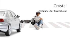  Presentation with pedestrian crossing - PPT layouts enhanced with car-stopping-at-a-pedestrian background and a white colored foreground