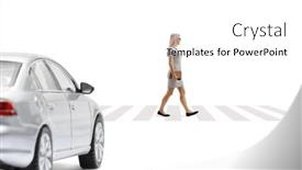  Presentation with pedestrian crossing - PPT theme consisting of car-stopping-at-pedestrian-crossing background and a white colored foreground