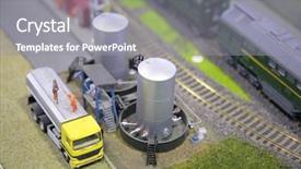  Presentation with tank - Beautiful presentation theme featuring car tank railway miniature backdrop and a gray colored foreground