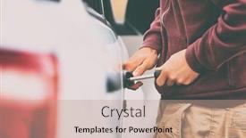  Presentation with vehicle - Theme featuring car-theft-thief-stealing-vehicle background and a coral colored foreground