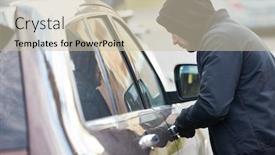  Presentation with car door - Cool new PPT layouts with car-thief-stealing-a-car backdrop and a soft green colored foreground