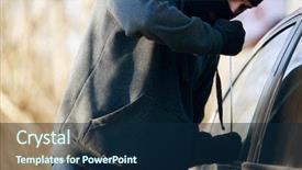  Presentation with car - Presentation theme having car thief background and a navy blue colored foreground