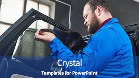  Presentation with automobile - Presentation theme enhanced with car tinting automobile mechanic technician background and a ocean colored foreground