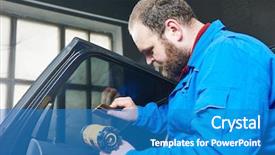  Presentation with automobile - Presentation theme enhanced with car tinting automobile mechanic technician background and a teal colored foreground