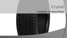  Presentation with tire - Slide set featuring car-tire-isolated-on-white background and a light gray colored foreground