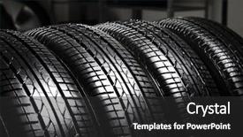  Presentation with car service - Beautiful presentation theme featuring car tires in automobile service backdrop and a dark gray colored foreground