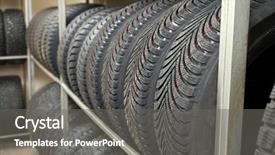  Presentation with tires - Presentation theme consisting of car tires in automobile background and a gray colored foreground