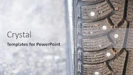  Presentation with tires - PPT theme having car-tires-on-winter-road background and a light gray colored foreground