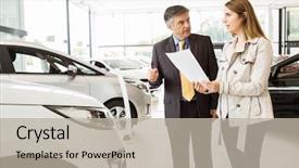  Presentation with salesman - Presentation design featuring car to a client background and a  colored foreground
