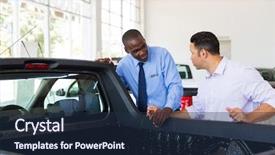  Presentation with salesman - Theme enhanced with car to middle aged customer background and a tawny brown colored foreground