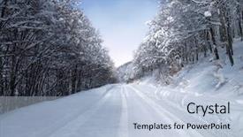  Presentation with tracks - PPT theme having car tracks in winter forest background and a light blue colored foreground