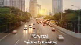  Presentation with public transportation smart traffic - Slides enhanced with car traffic against the sunset background and a coral colored foreground