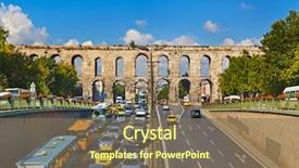  Presentation with transportation traffic - Cool new PPT layouts with car traffic at istanbul turkey backdrop and a violet colored foreground