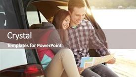  Presentation with navigation - Colorful PPT theme enhanced with car trunk near river backdrop and a  colored foreground