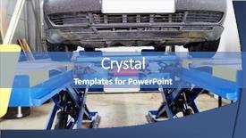  Presentation with car service - Slide deck consisting of car under repair on hoist background and a teal colored foreground