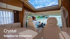  Presentation with driving road - Presentation design having car vacation family vacation travel background and a violet colored foreground