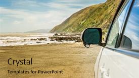  Presentation with free - Theme with car view on sea bach background and a yellow colored foreground