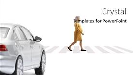 Presentation with pedestrian - PPT theme consisting of car-waiting-and-a-pregnant background and a white colored foreground