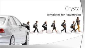  Presentation with pedestrian crossing - Presentation theme consisting of car-waiting-at-a-pedestrian background and a white colored foreground