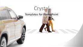  Presentation with pedestrian crossing - Presentation theme having car-waiting-at-a-pedestrian background and a white colored foreground
