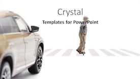  Presentation with pedestrian - Slide set with car-waiting-for-an-elderly background and a white colored foreground