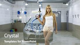  Presentation with car wash - Slide set enhanced with car wash young sexy woman background and a gray colored foreground