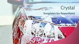  Presentation with eco friendly car concept - PPT theme with car washing concept red car background and a sky blue colored foreground
