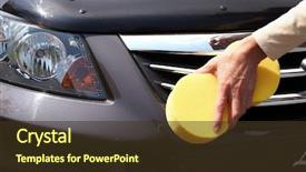  Presentation with hand washing - PPT theme featuring car washing hand background and a tawny brown colored foreground