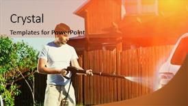  Presentation with air - Beautiful PPT theme featuring car washing on open air backdrop and a red colored foreground