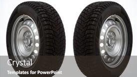  Presentation with tire - Presentation theme enhanced with car-wheel-and-winter-studded background and a  colored foreground