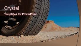  Presentation with wheel - Slide deck featuring car-wheel-on-sand-close background and a wine colored foreground