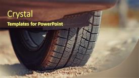  Presentation with wheel - PPT theme featuring car-wheel-on-sand-close background and a tawny brown colored foreground