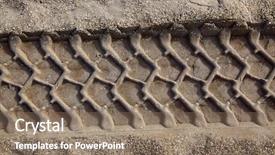  Presentation with footprint - Colorful slide set enhanced with car wheel tires print footprint backdrop and a coral colored foreground