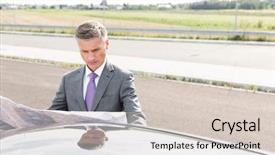  Presentation with life journey road map - PPT theme enhanced with car while standing on road background and a lemonade colored foreground