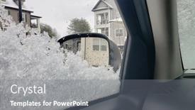  Presentation with car parking lot - Cool new PPT theme with car-window-iced-up backdrop and a gray colored foreground
