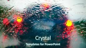  Presentation with traffic jam - Colorful PPT theme enhanced with car windshield in traffic jam backdrop and a ocean colored foreground