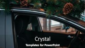  Presentation with christmas tree - Beautiful slide set featuring car-with-christmas-tree backdrop and a black colored foreground