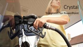  Presentation with petrol station - Slides enhanced with car with diesel at petrol background and a coral colored foreground