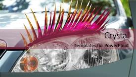  Presentation with eyelashes - Slide set consisting of car with eyelashes on headlight background and a violet colored foreground