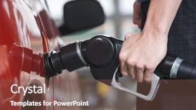  Presentation with pump - Slides enhanced with fueling station - woman by car with fuel background and a tawny brown colored foreground